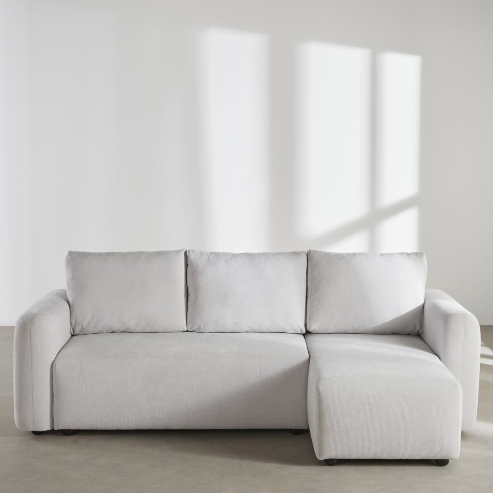Canapé d'angle convertible 4/5 places beige — vue 3