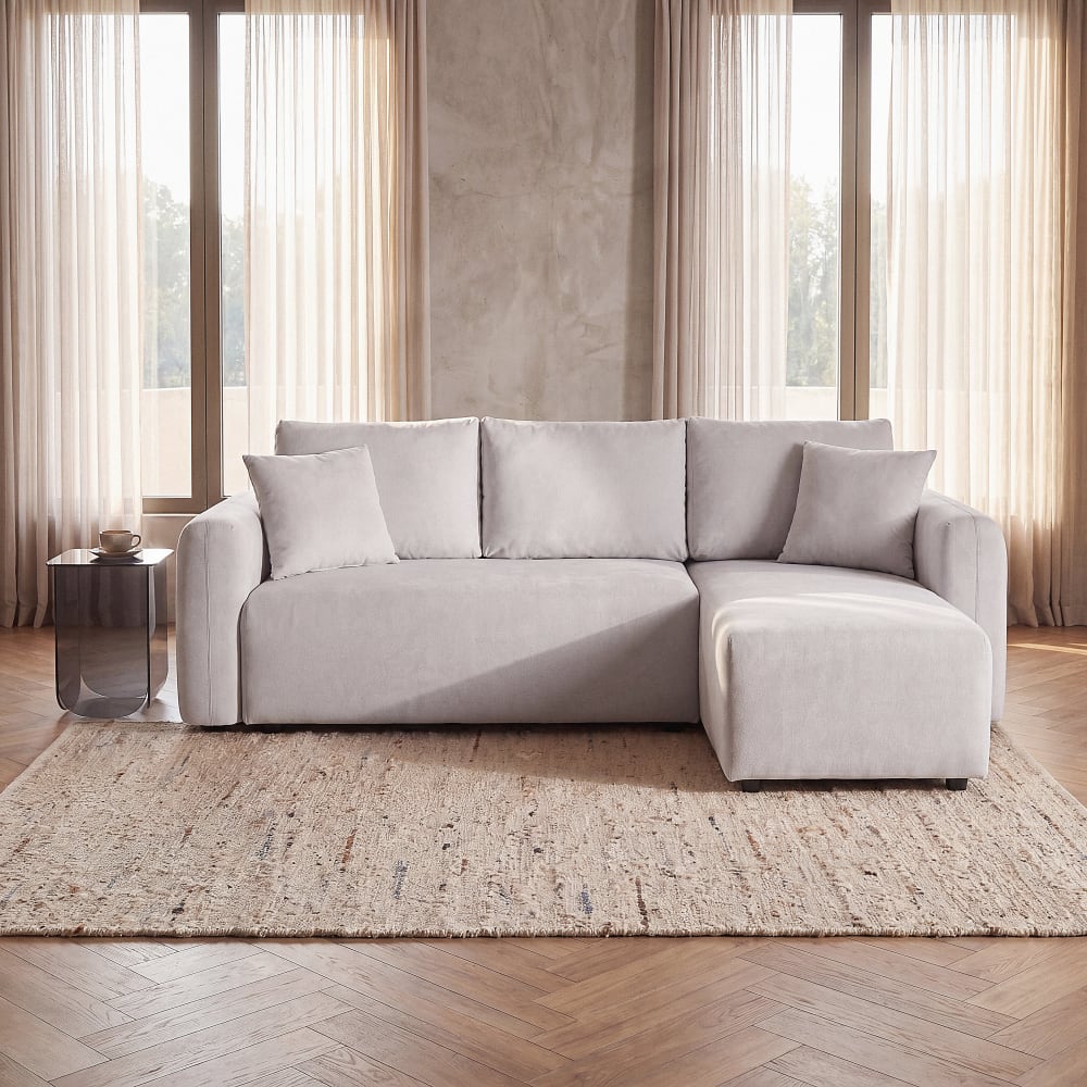 Canapé d'angle convertible 4/5 places beige