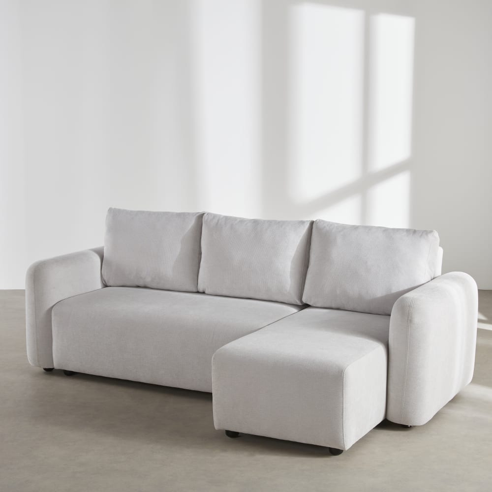 Canapé d'angle convertible 4/5 places beige — vue 4