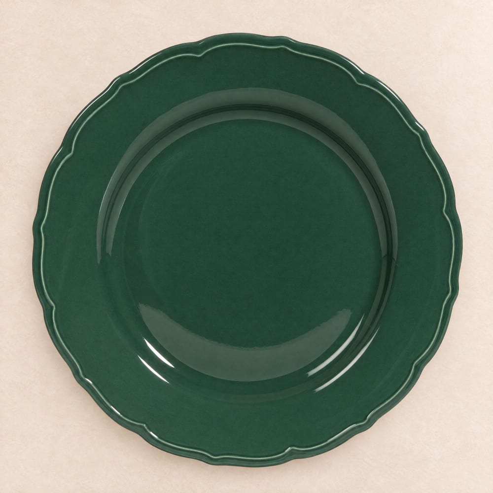Assiette plate en porcelaine verte