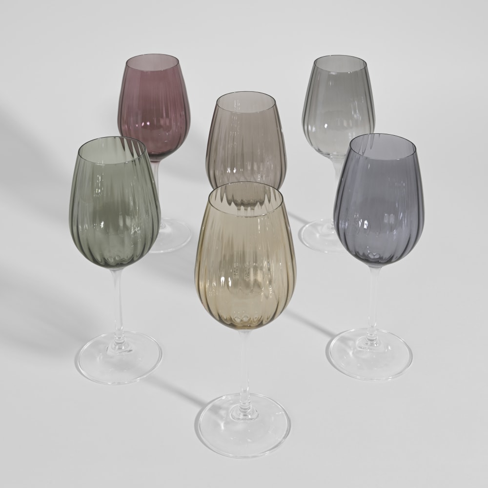 Verres à pied (x6) en verre multicolore