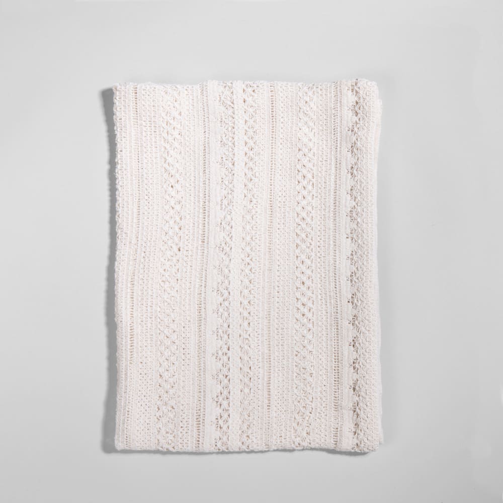 Chemin de table en dentelle de coton tissé écru, 50x150 cm
