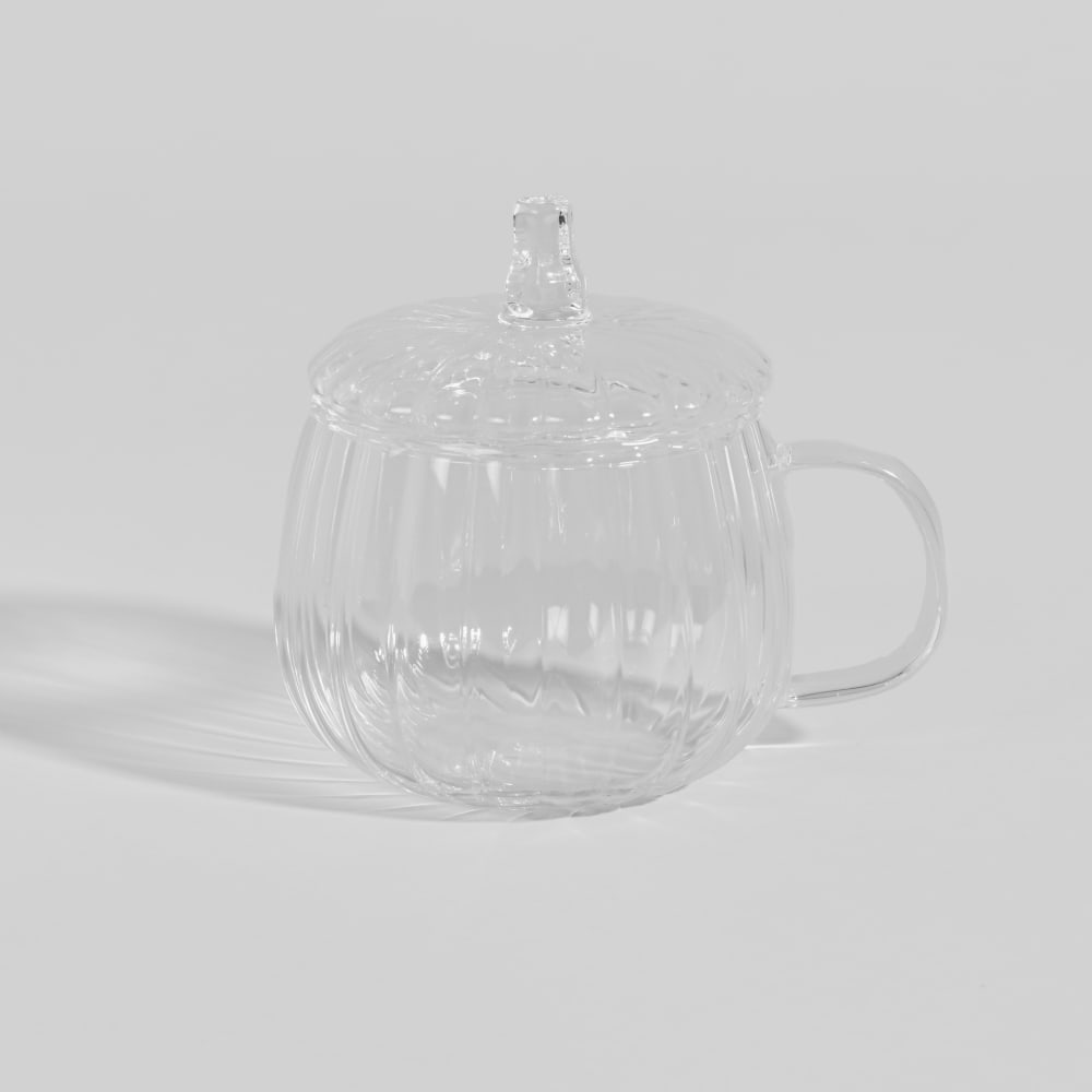 Mug citrouille avec couvercle en verre transparent