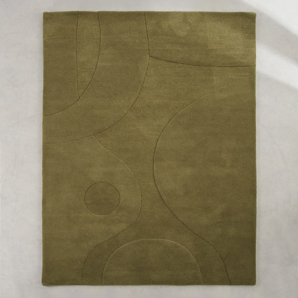 Tapis en laine tuftée vert kaki, 160x230 cm