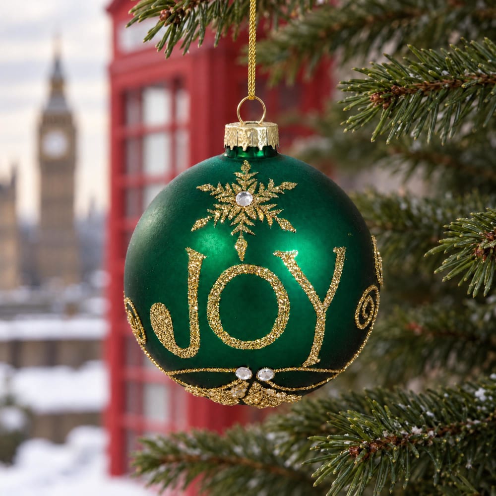 Boule de Noël en verre vert et doré Boule de Noël en verre vert et doré