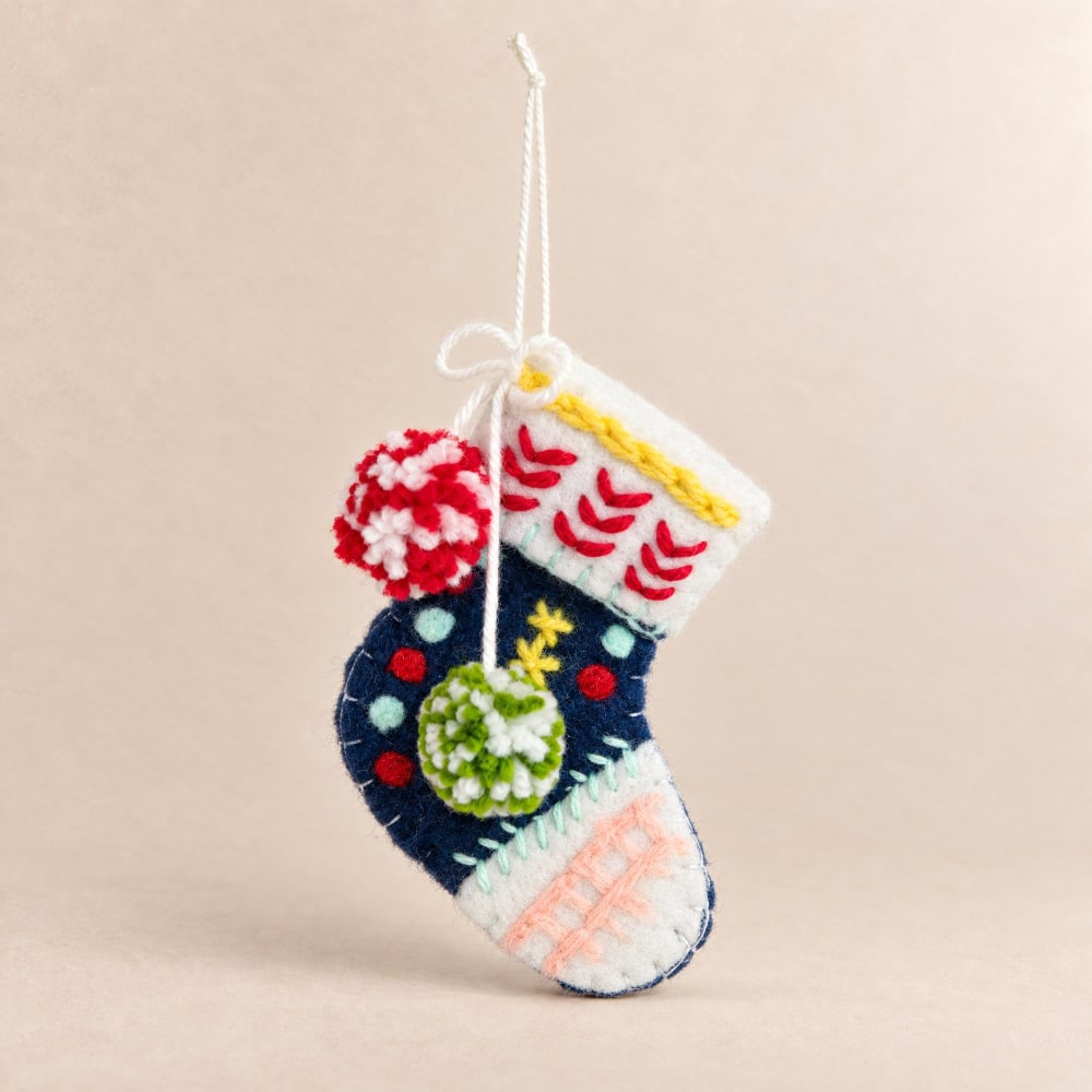 Suspension de Noël botte en laine multicolore