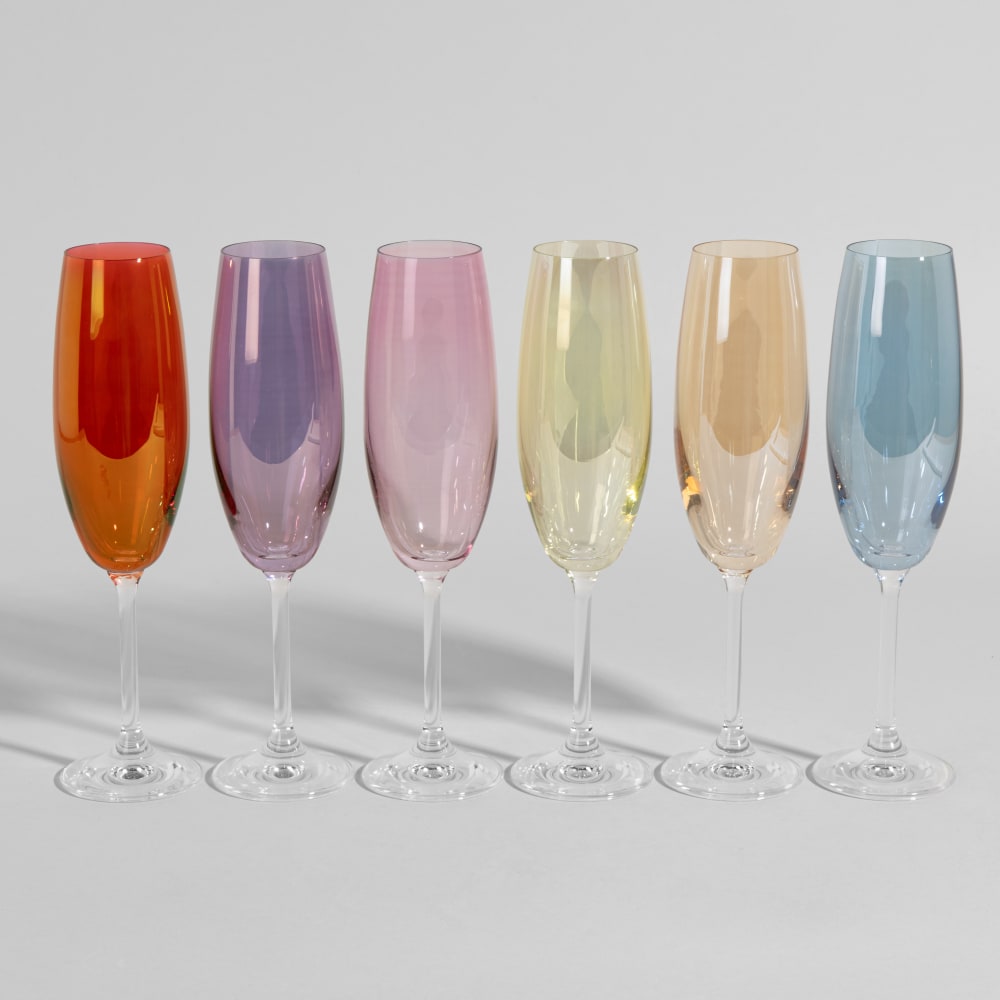 Flûtes (x6) en verre multicolore