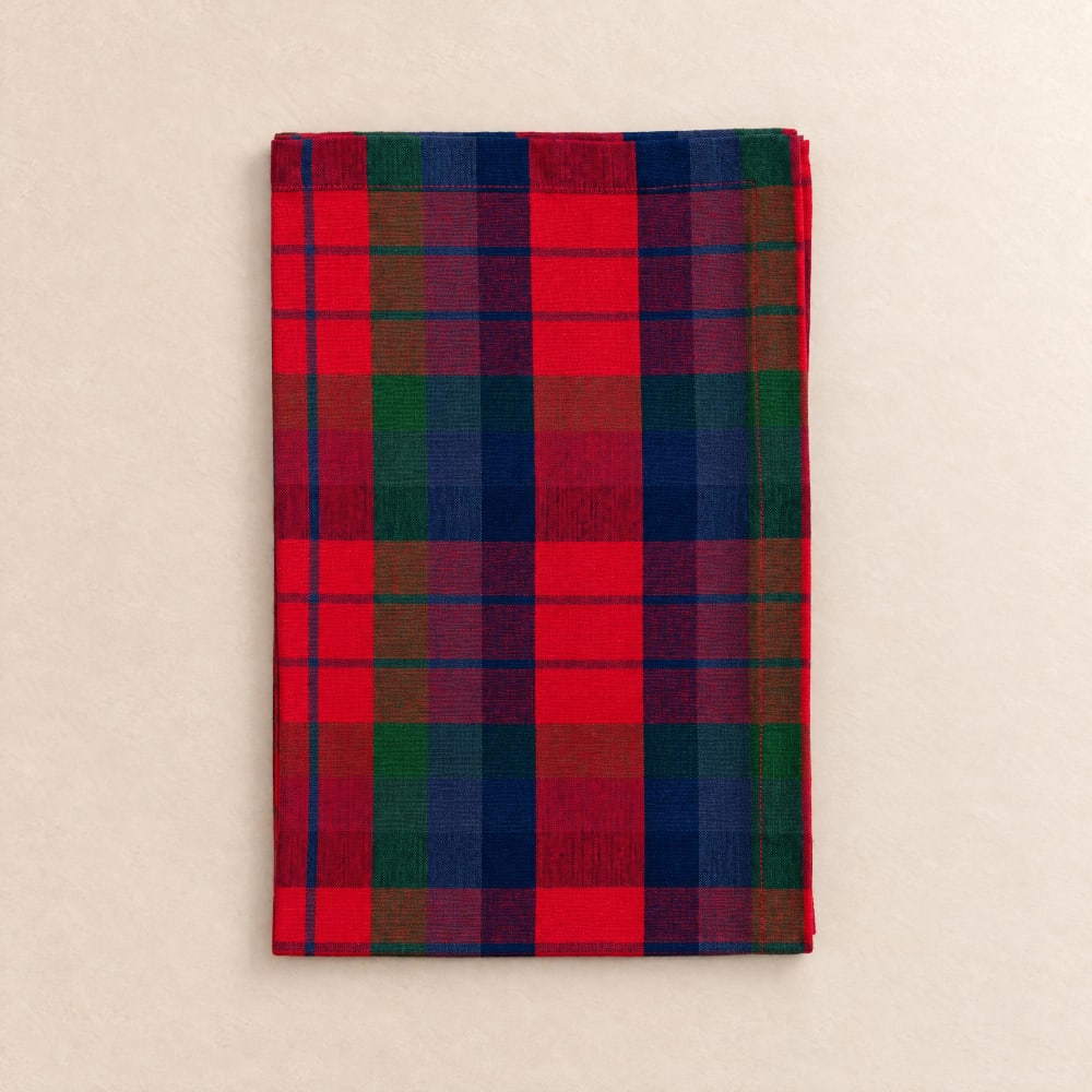 Chemin de table en coton tissé motif tartan, 50x150 cm Chemin de table en coton tissé motif tartan, 50x150 cm