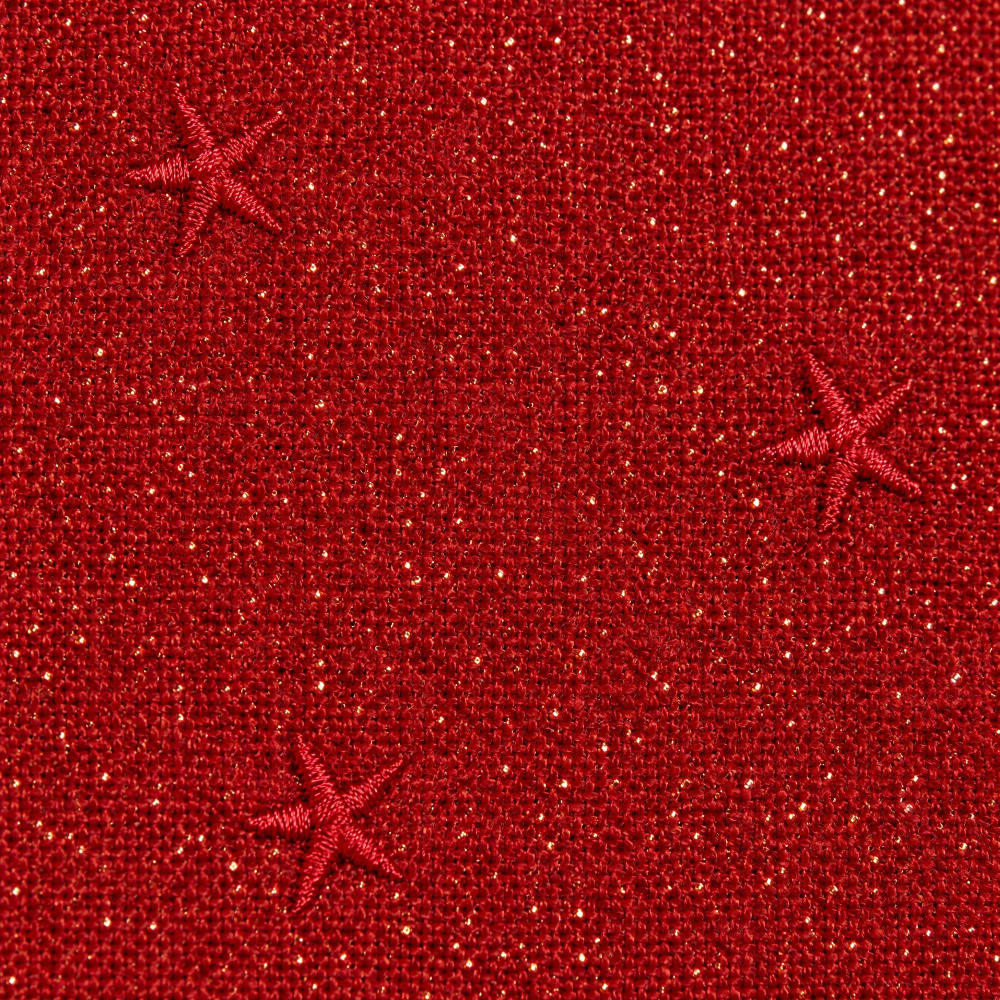 Rote Tischdecke mit gestickten Sternenmustern, 170 x 170 cm -