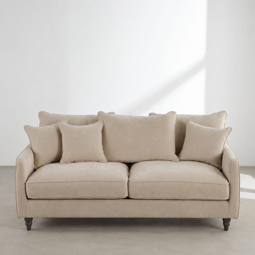 Canapé convertible 3 places en tissu beige