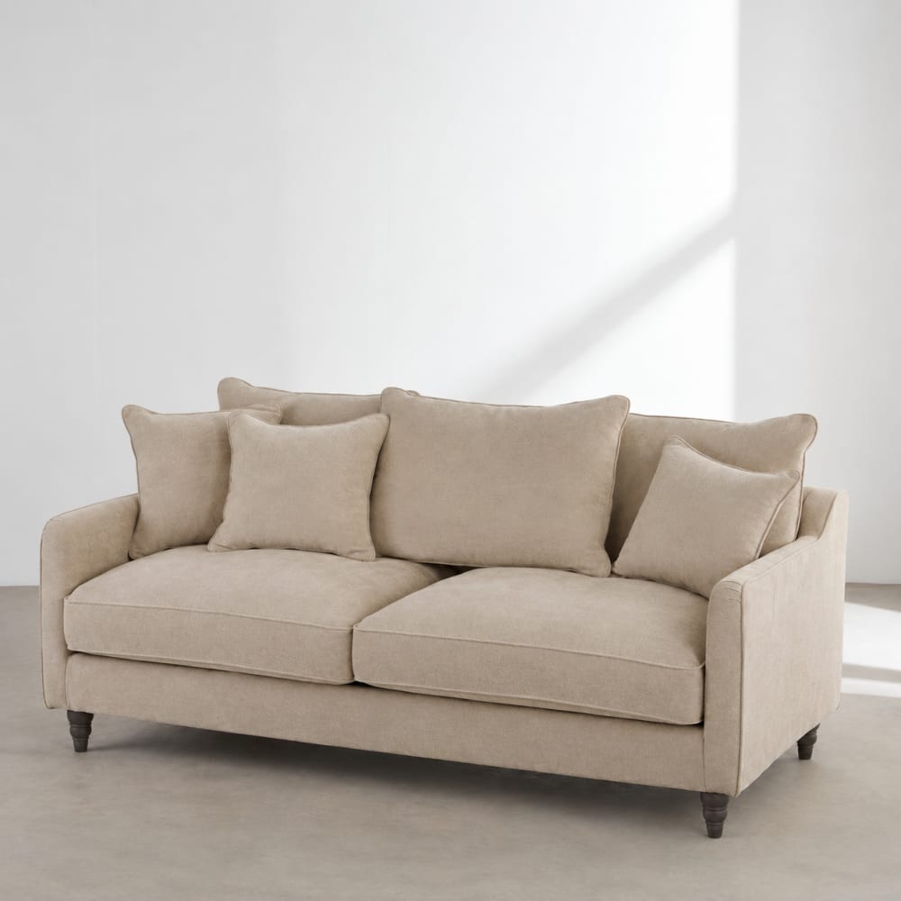 Canapé convertible 3 places en tissu beige — vue 3