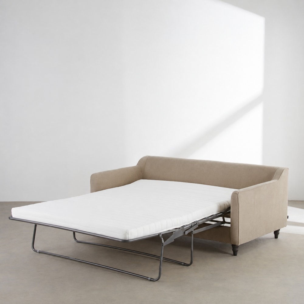 Canapé convertible 3 places en tissu beige — vue 4
