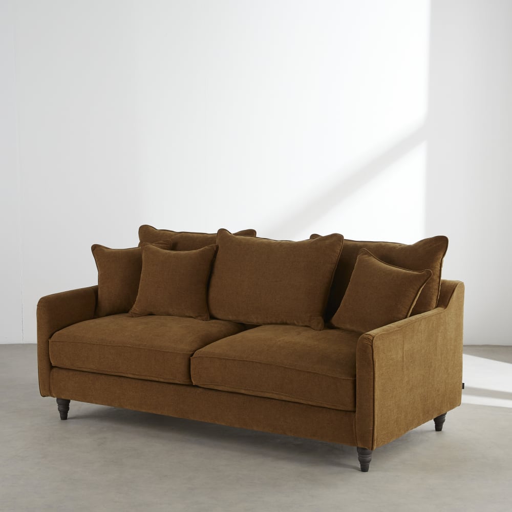 Canapé convertible 3 places en tissu coloris bronze — vue 3