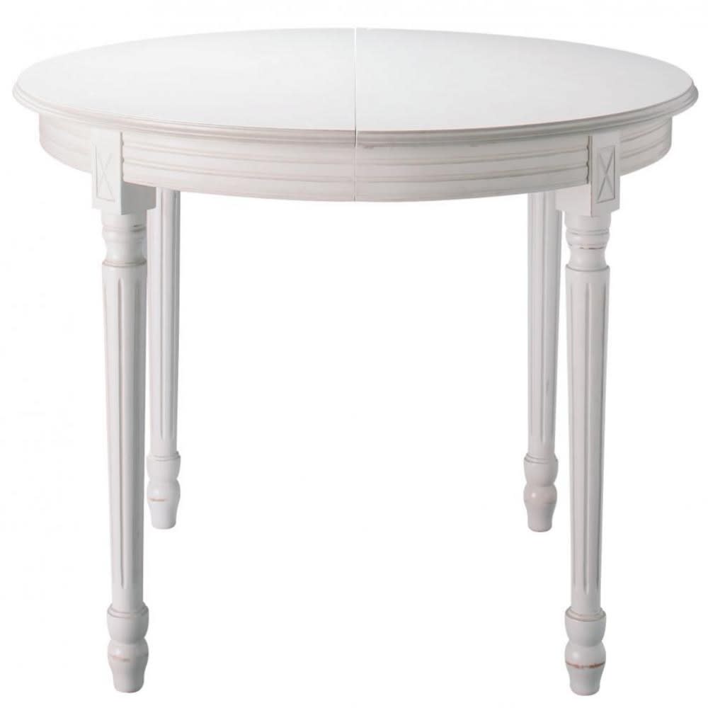 Table à manger ronde extensible blanche, L120/200 cm