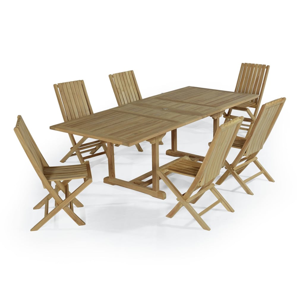 Salon de jardin 6 chaises en teck massif
