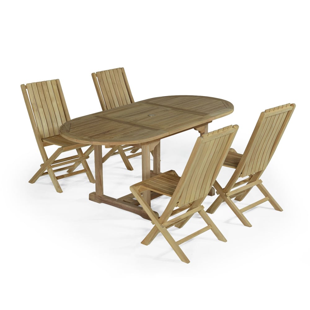Salon de jardin 4 chaises en teck massif