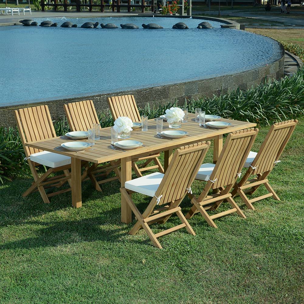 Salon de jardin 6 chaises en teck massif