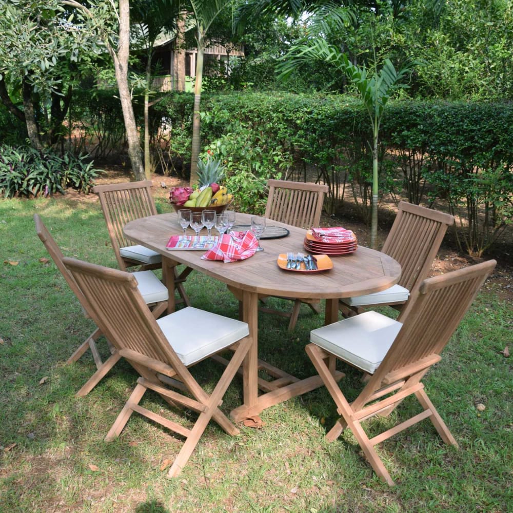 Salon de jardin 6 chaises en teck massif