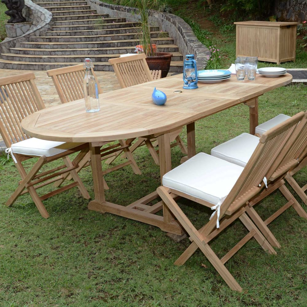 Salon de jardin 6 chaises en teck massif