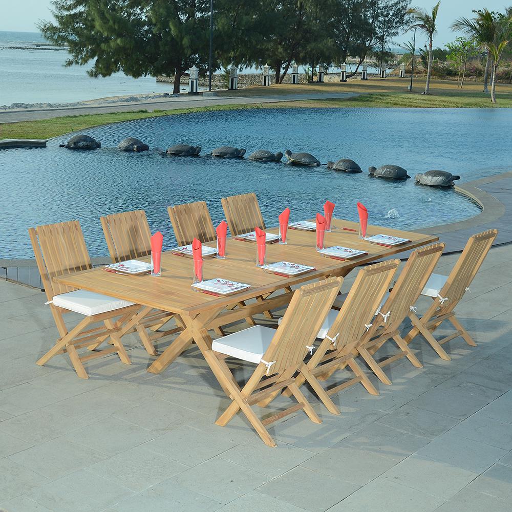 Salon de jardin 8 chaises en teck massif