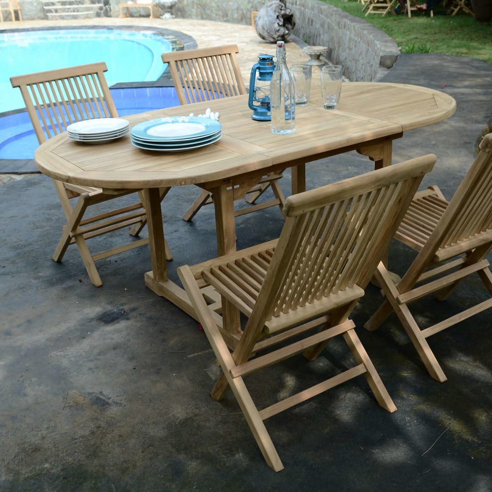 Salon de jardin 4 chaises en teck massif