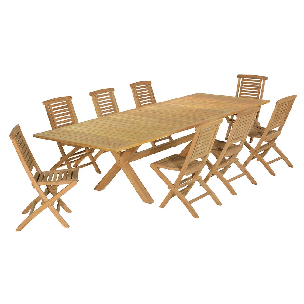 Salon de jardin 8 chaises en teck massif