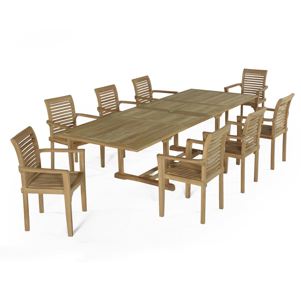 Salon de jardin 8 fauteuils en teck massif