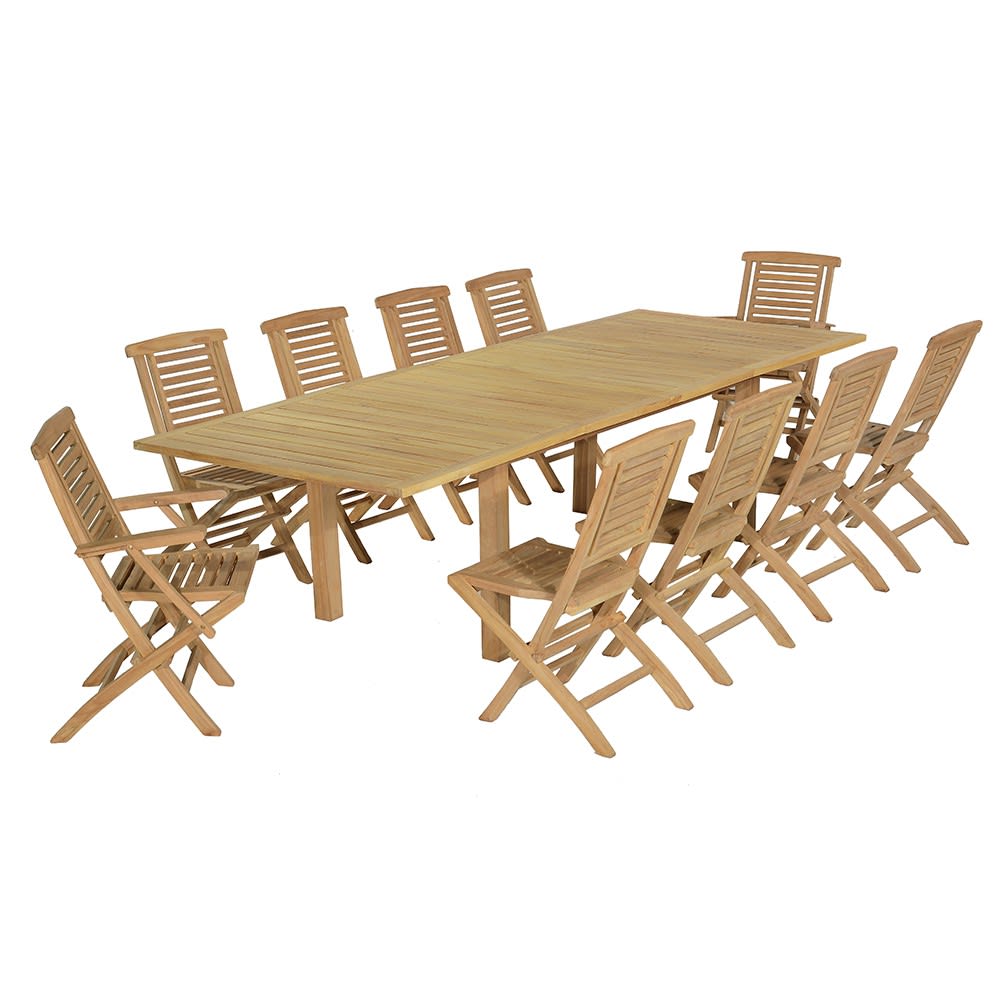Salon de jardin 8 chaises + 2 fauteuils en teck massif - Maisons du Monde