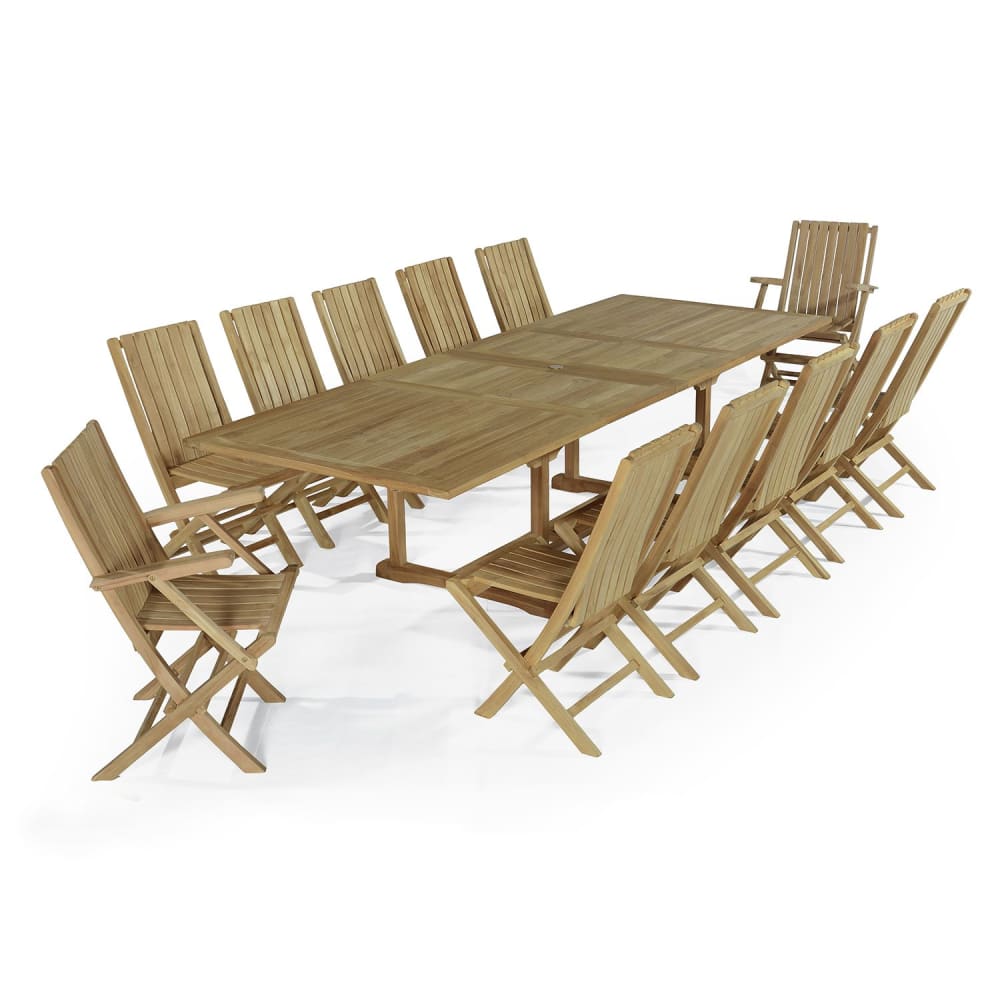 Salon de jardin 10 chaises + 2 fauteuils en teck massif - Maisons du Monde
