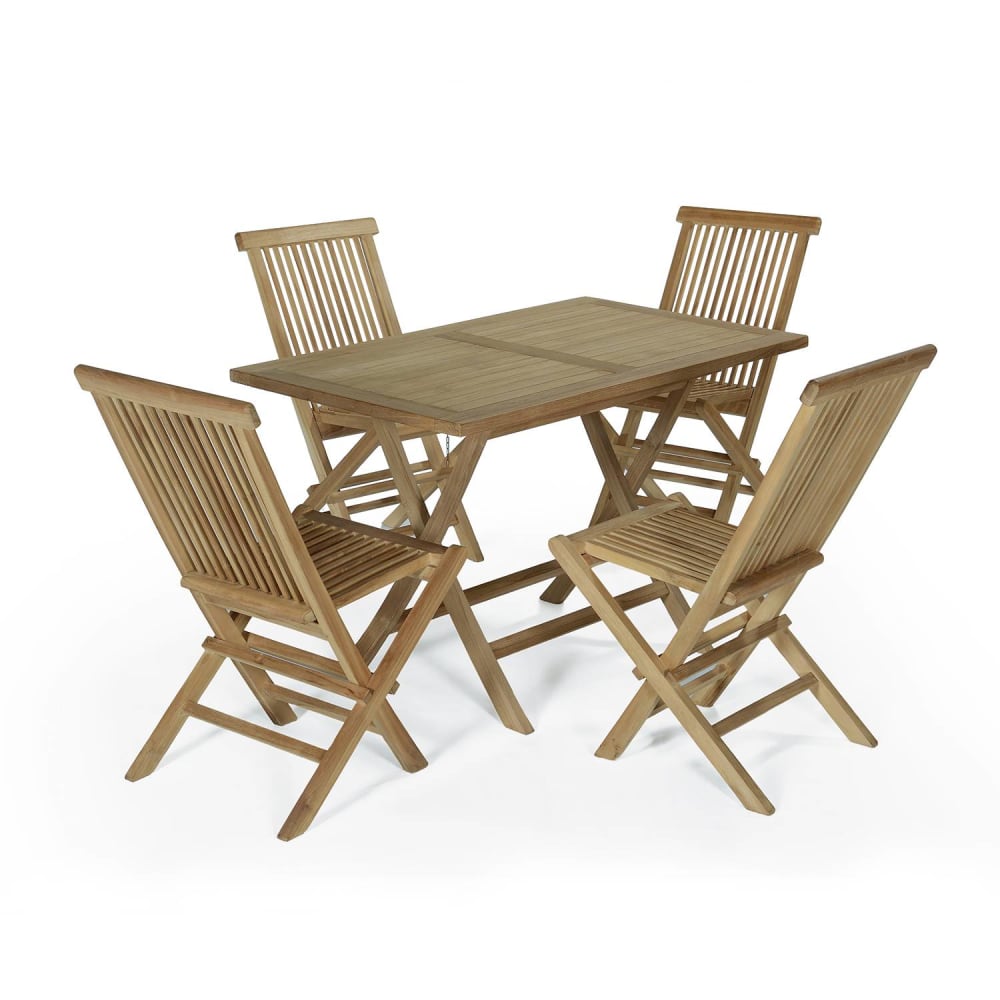 Salon de jardin 4 chaises en teck massif