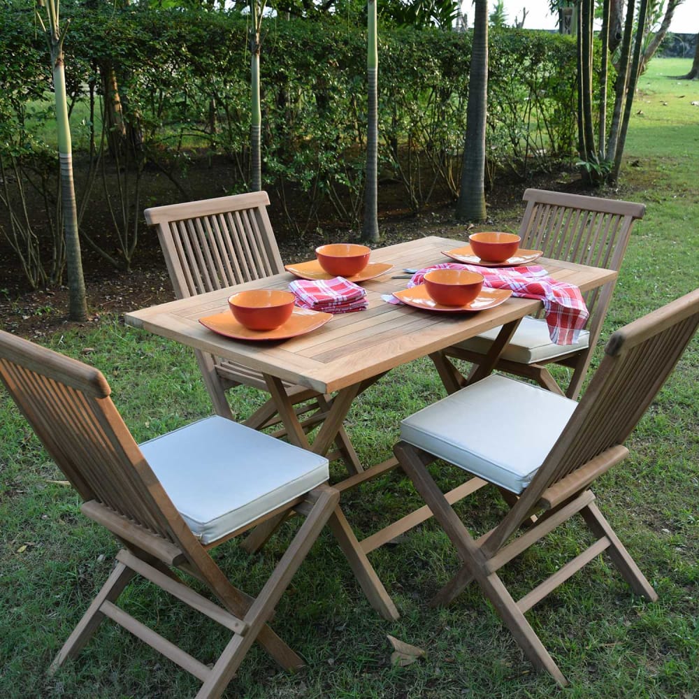 Salon de jardin 4 chaises en teck massif