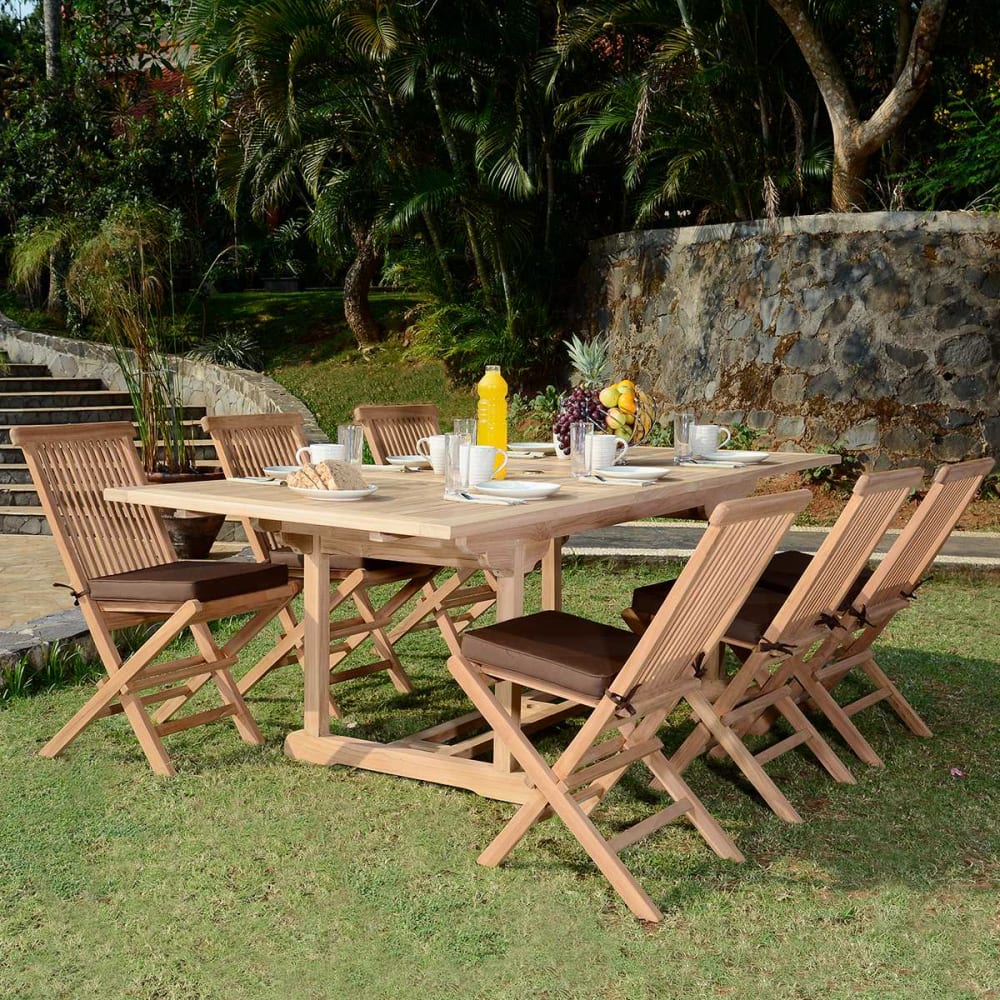 Salon de jardin 6 chaises en teck massif
