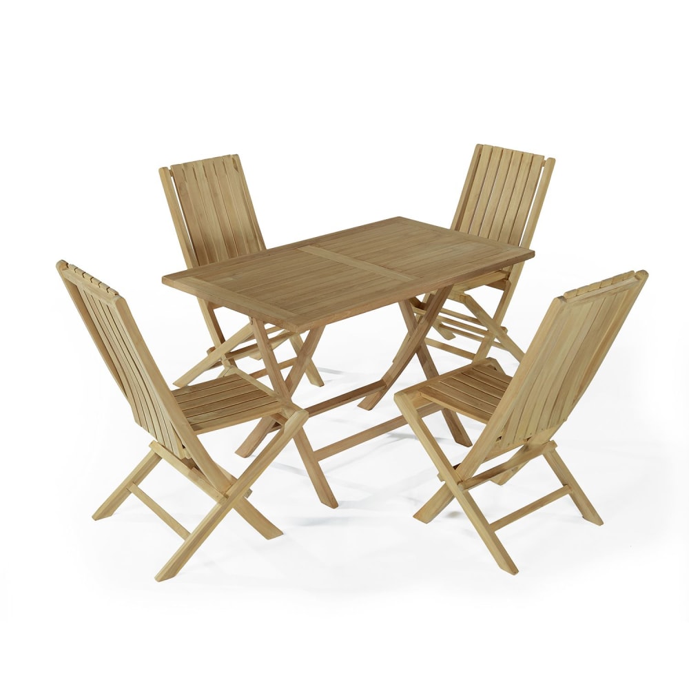 Salon de jardin 4 chaises en teck massif