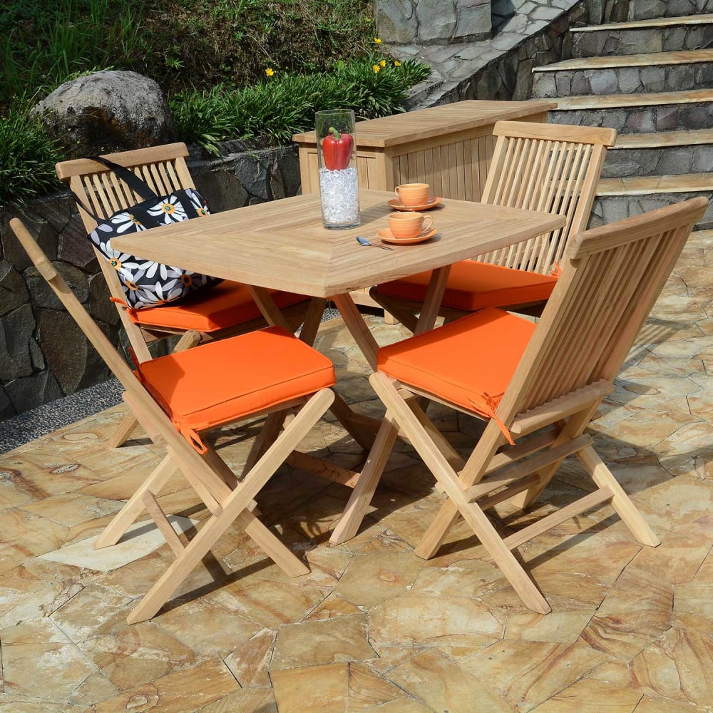 Salon de jardin 4 chaises en teck massif