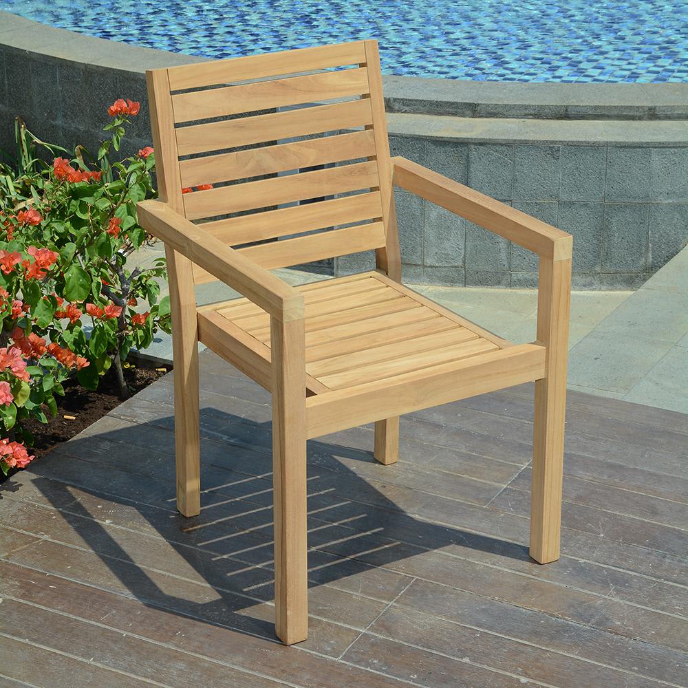 Fauteuil de jardin empilable en teck massif