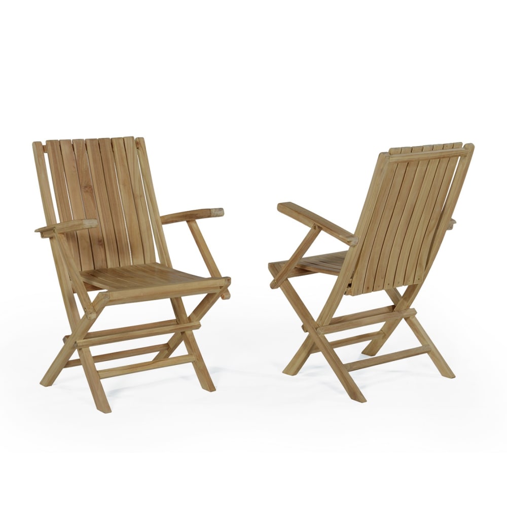 Fauteuils de jardin pliants en teck (lot de 2)