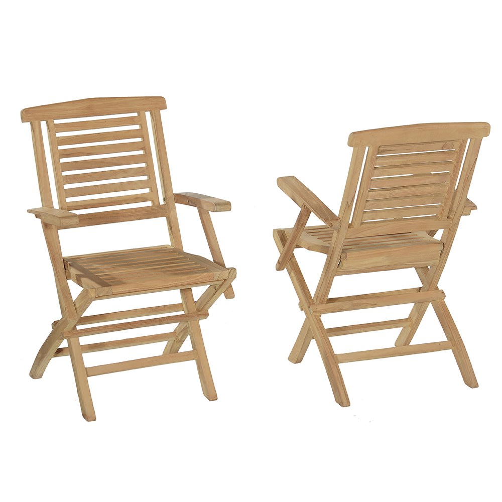 Fauteuils de jardin pliants en teck massif (lot de 2)