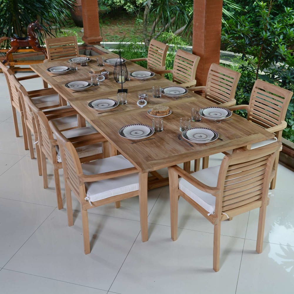 Table de jardin extensible en teck massif L200/300