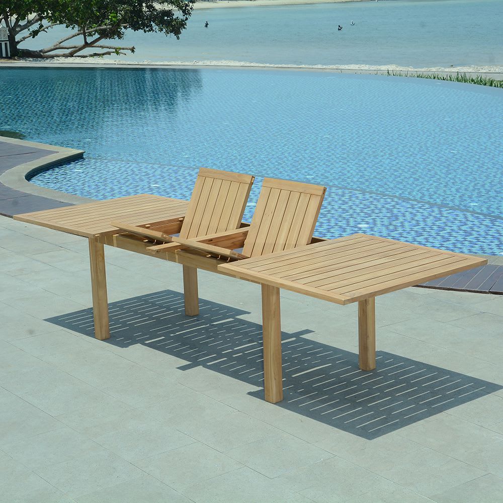 Table de jardin extensible en teck massif L200/300