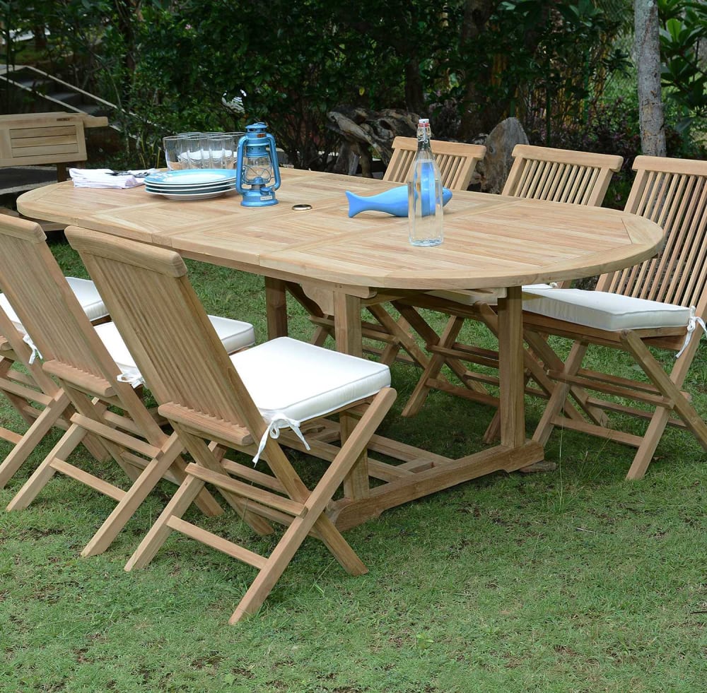 Table de jardin extensible en teck massif L160/240