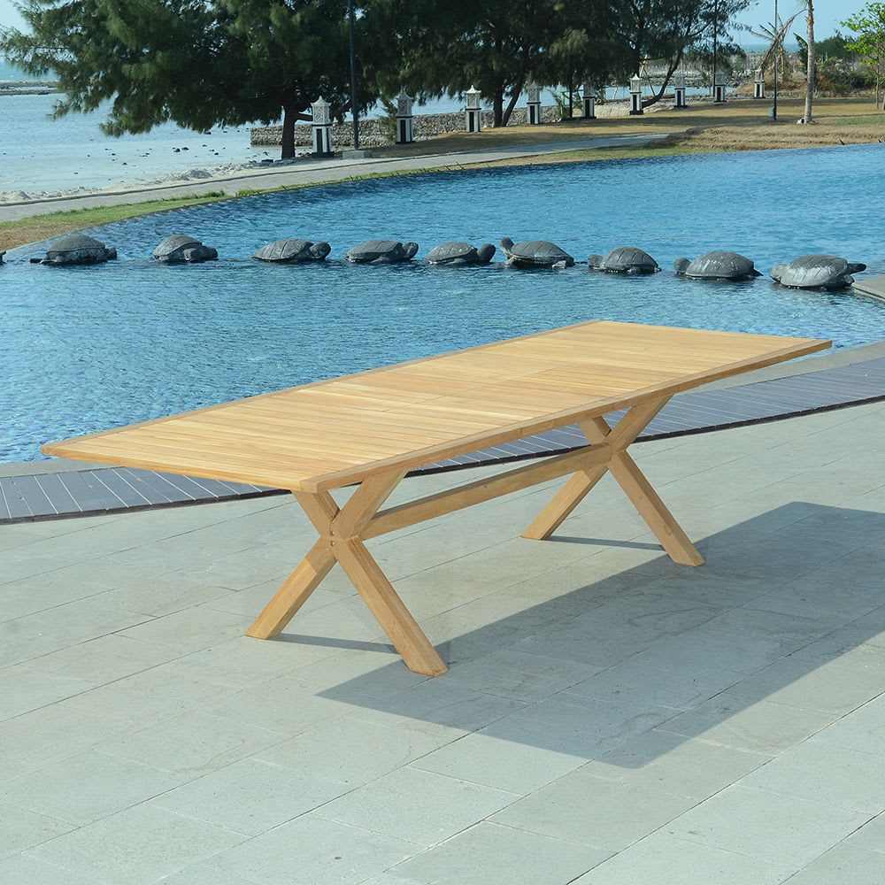 Table de jardin extensible en teck 12 personnes L200/300