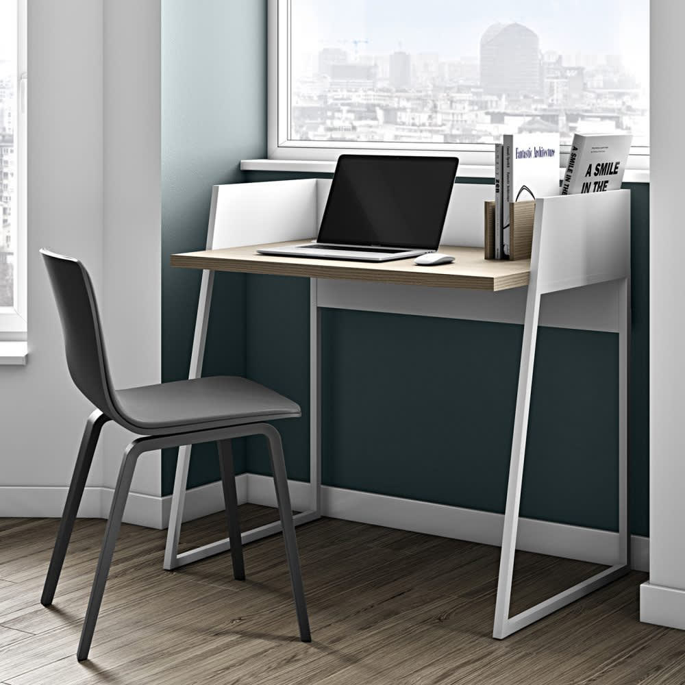 Bureau chêne naturel et blanc H88 - Maisons du Monde