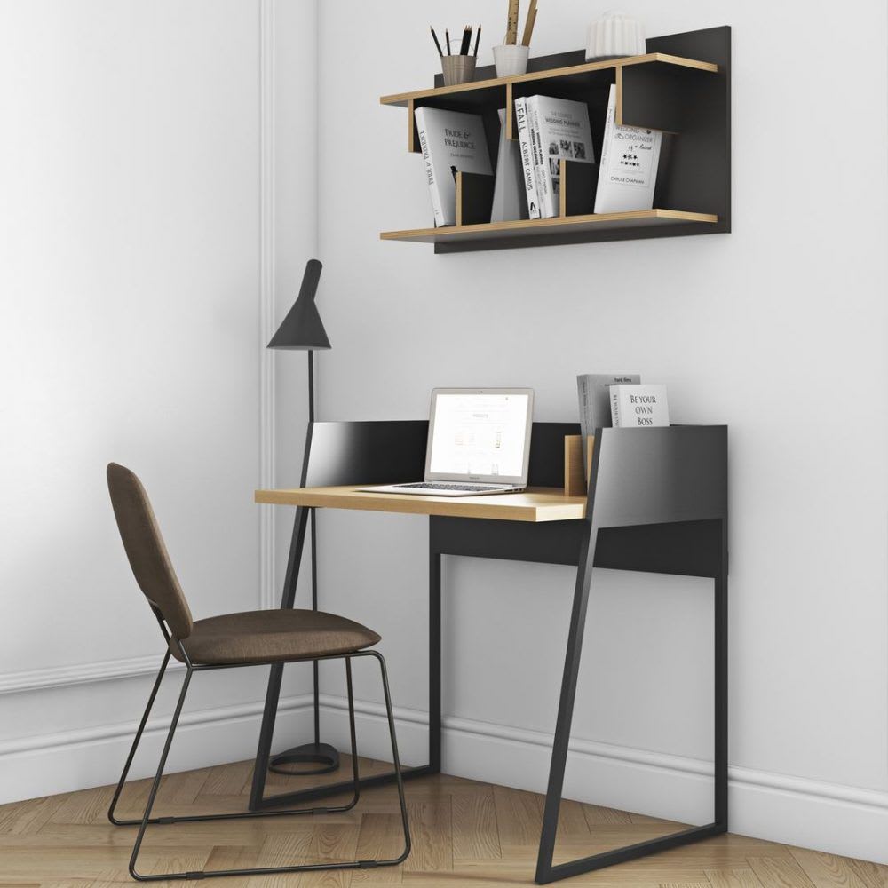 Bureau chêne naturel et noir H88
