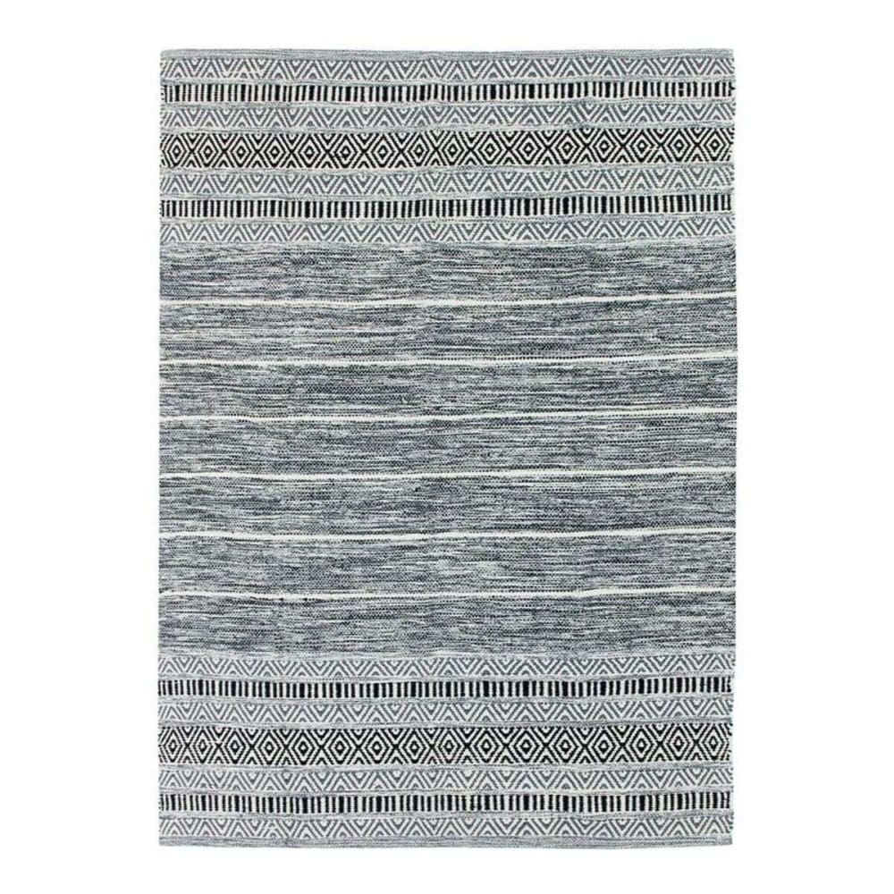 Tapis 100% coton blanc-noir 120x170