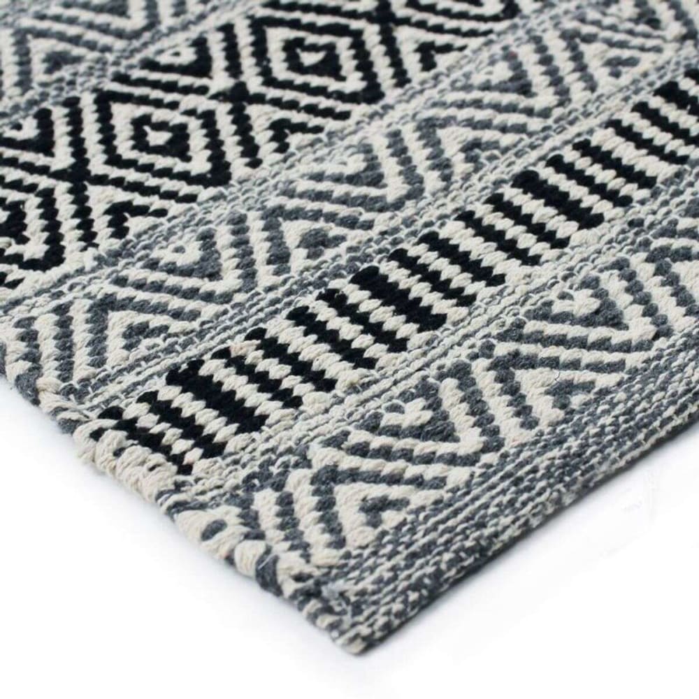 Tapis 100% coton blanc-noir 120x170 — vue 4
