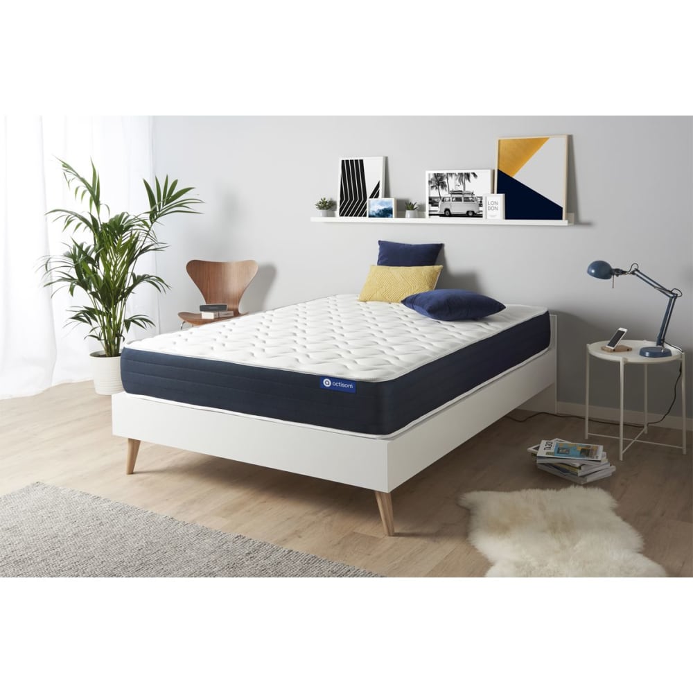 Actisom Matratze aus Memory-Schaum 140 x 190 cm, weiß, Härtegrad : Mittel style classic chic - Stoff