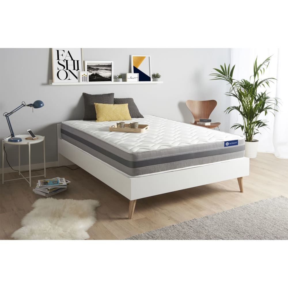 Actisom Matratze aus Memory-Schaum 140 x 200 cm, weiß, Härtegrad : Fest style classic chic - Stoff