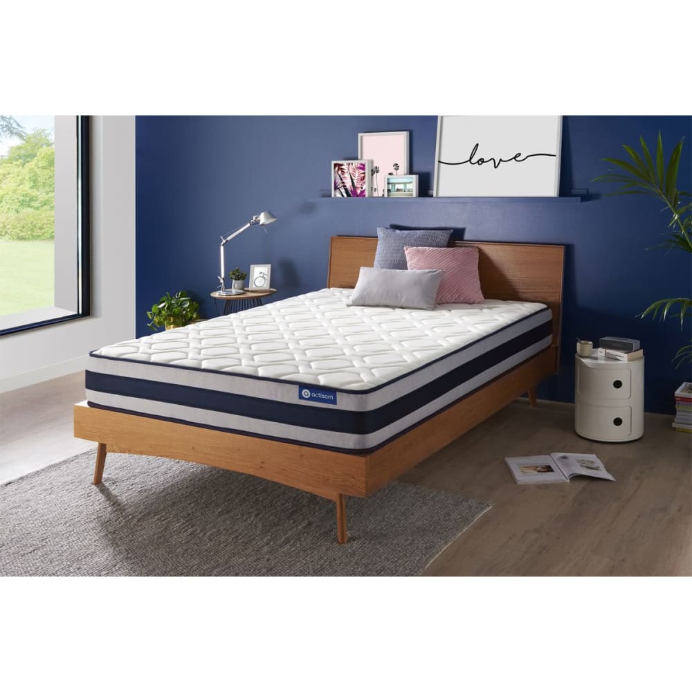 Actisom Matratze aus Taschenfederkern und Memory-Schaum 160 x 200 cm, weiß style classic chic - Stoff