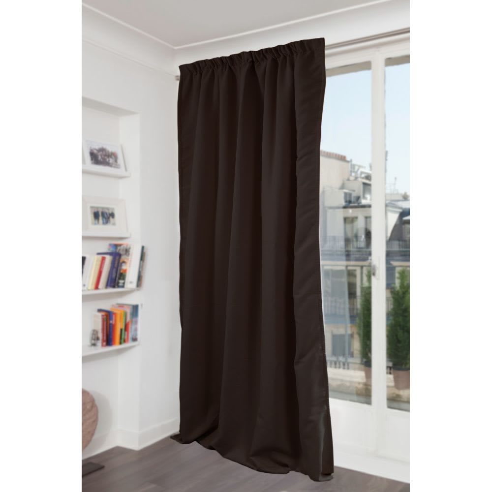 Rideau phonique Galon fronceur Marron MC610 140x260   MOONDREAM
