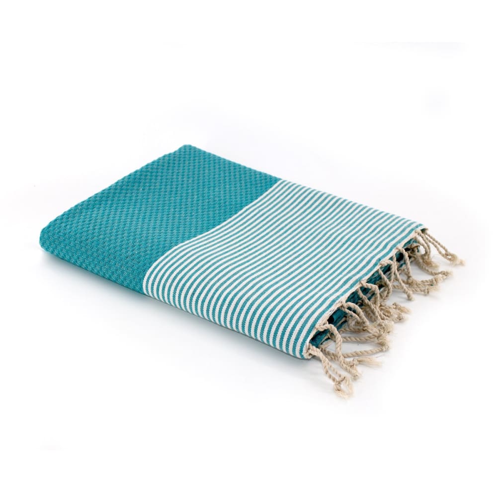 Fouta nid d'abeille coton 100x200 vert canard